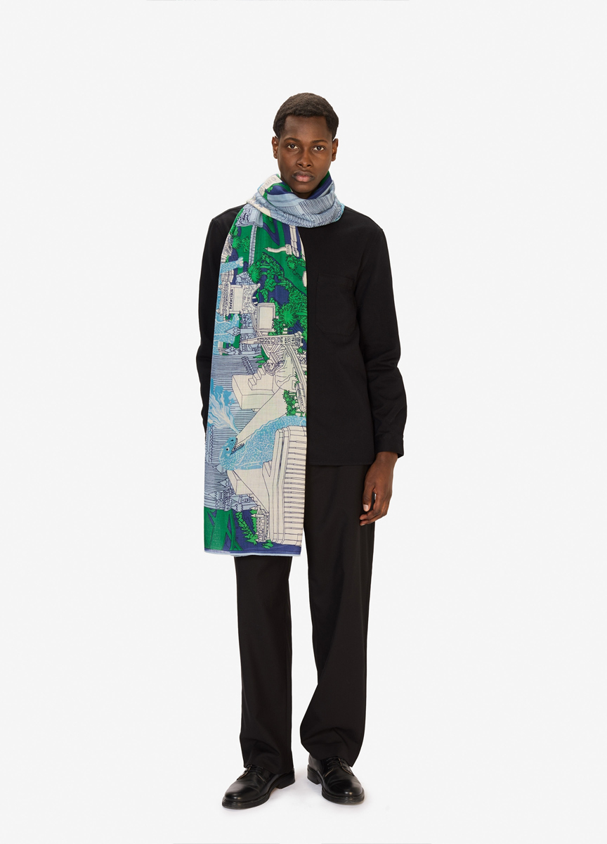 恐龍圍巾 藍綠色